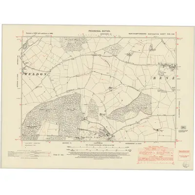 1950 Map of Northamptonshire XVIII.NW, 1952 Print