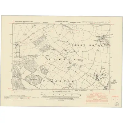 1950 Map of Northamptonshire XVIII.SE, 1952 Print