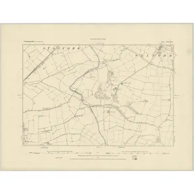 1884 Map of Northamptonshire XXII.SE, 1885 Print