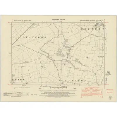 1950 Map of Northamptonshire XXII.SE, 1952 Print