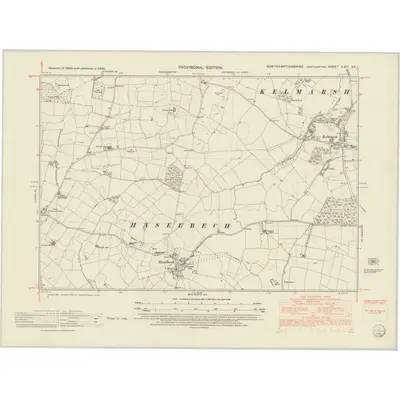 1950 Map of Northamptonshire XXIII.SE, 1952 Print
