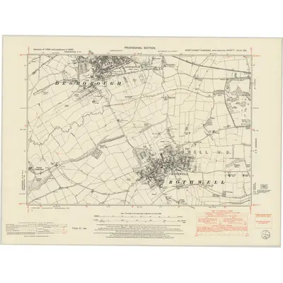 1950 Map of Northamptonshire XXIV.NE, 1952 Print
