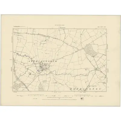 1884 Map of Northamptonshire XXIV.NW, 1885 Print