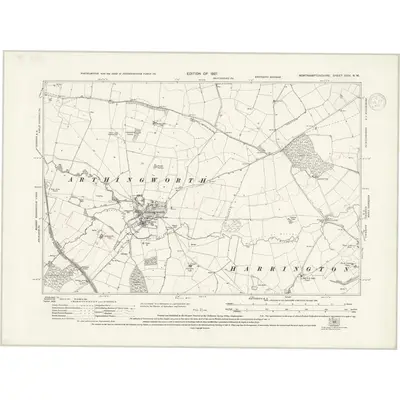 1924 Map of Northamptonshire XXIV.NW, 1937 Print