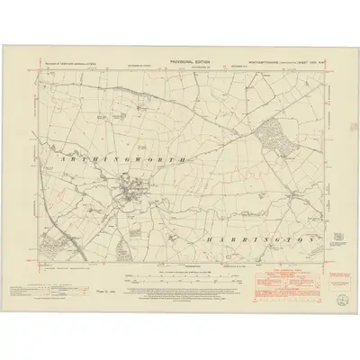 1950 Map of Northamptonshire XXIV.NW, 1952 Print