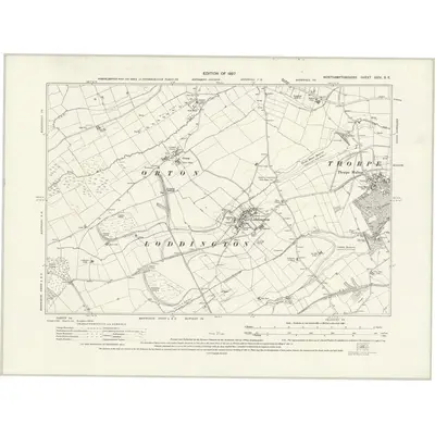 1924 Map of Northamptonshire XXIV.SE, 1927 Print