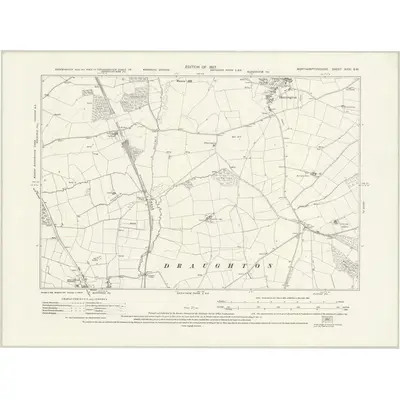 1924 Map of Northamptonshire XXIV.SW, 1927 Print