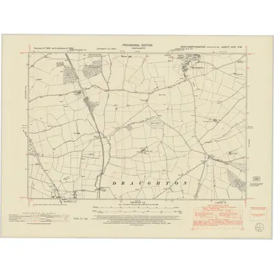 1950 Map of Northamptonshire XXIV.SW, 1952 Print