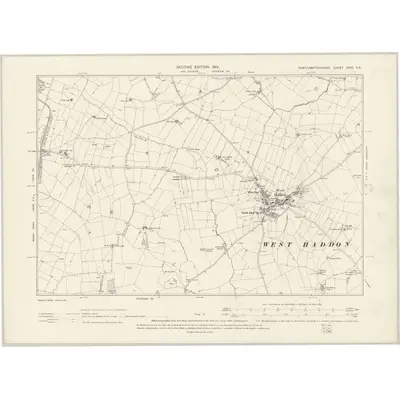 1899 Map of Northamptonshire XXIX.SE, 1901 Print