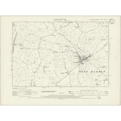 1899 Map of Northamptonshire XXIX.SE, 1933 Print