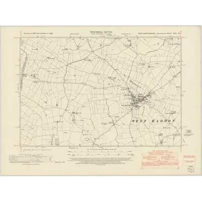 1950 Map of Northamptonshire XXIX.SE, 1952 Print