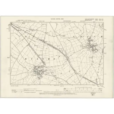 1899 Map of Northamptonshire XXIX.SW, 1900 Print