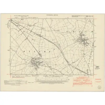 1950 Map of Northamptonshire XXIX.SW, 1952 Print