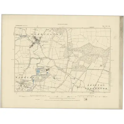 1884 Map of Northamptonshire XXV.NE, 1885 Print