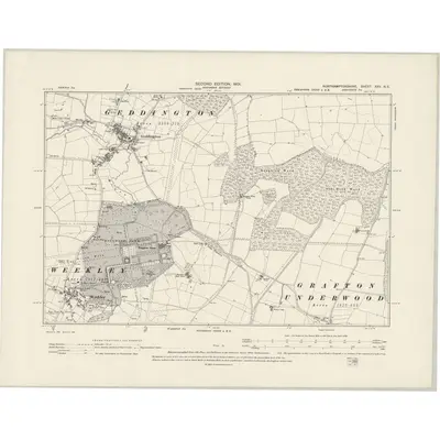 1899 Map of Northamptonshire XXV.NE, 1901 Print