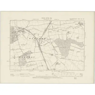 1899 Map of Northamptonshire XXV.NW, 1901 Print