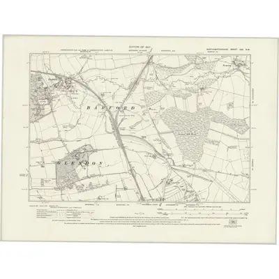 1923 Map of Northamptonshire XXV.NW, 1927 Print