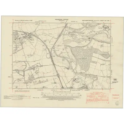 1950 Map of Northamptonshire XXV.NW, 1952 Print