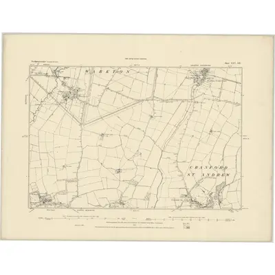 1884 Map of Northamptonshire XXV.SE, 1886 Print