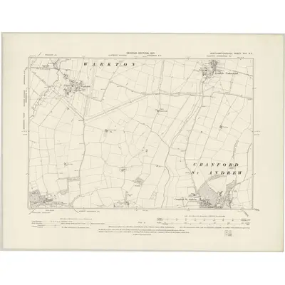 1899 Map of Northamptonshire XXV.SE, 1901 Print