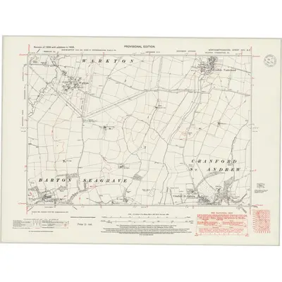 1938 Map of Northamptonshire XXV.SE, 1947 Print