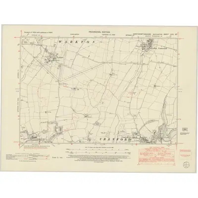 1950 Map of Northamptonshire XXV.SE, 1952 Print