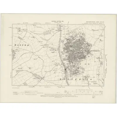 1899 Map of Northamptonshire XXV.SW, 1901 Print