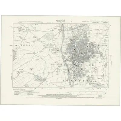 1924 Map of Northamptonshire XXV.SW, 1927 Print