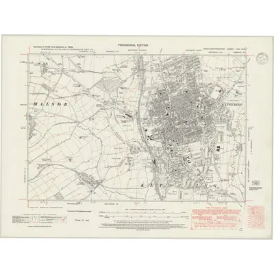 1938 Map of Northamptonshire XXV.SW, 1947 Print