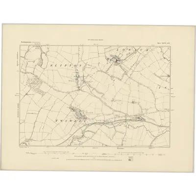 1884 Map of Northamptonshire XXVI.SW, 1885 Print