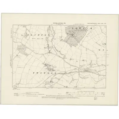 1899 Map of Northamptonshire XXVI.SW, 1901 Print