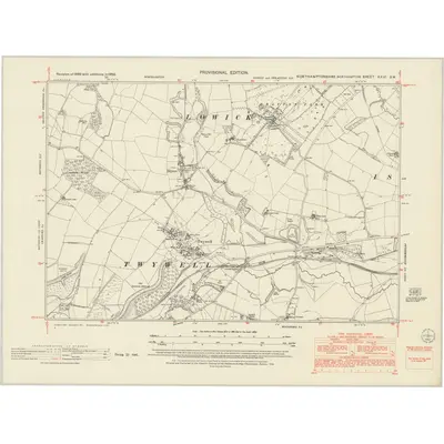 1950 Map of Northamptonshire XXVI.SW, 1952 Print