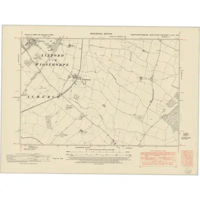 1950 Map of Northamptonshire XXVII.NW, 1952 Print