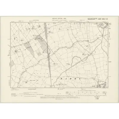 1899 Map of Northamptonshire XXVIII.SE, 1900 Print