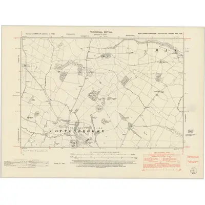 1950 Map of Northamptonshire XXX.NE, 1952 Print