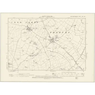 1899 Map of Northamptonshire XXX.NW, 1900 Print