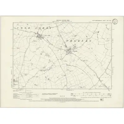 1899 Map of Northamptonshire XXX.NW, 1933 Print
