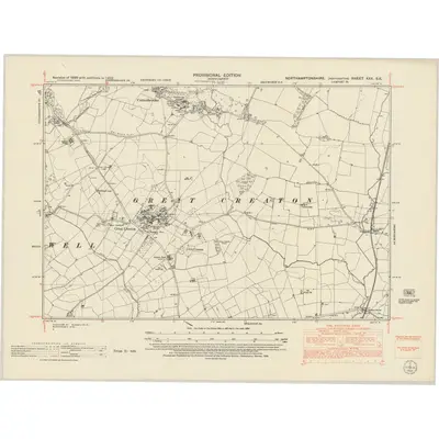 1950 Map of Northamptonshire XXX.SE, 1952 Print