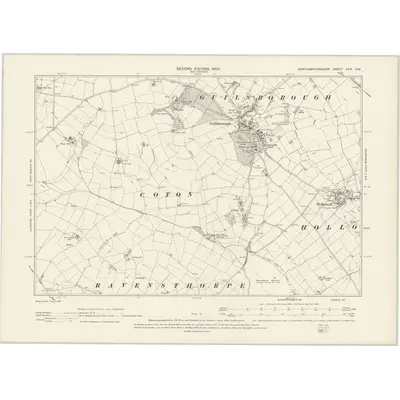 1899 Map of Northamptonshire XXX.SW, 1900 Print