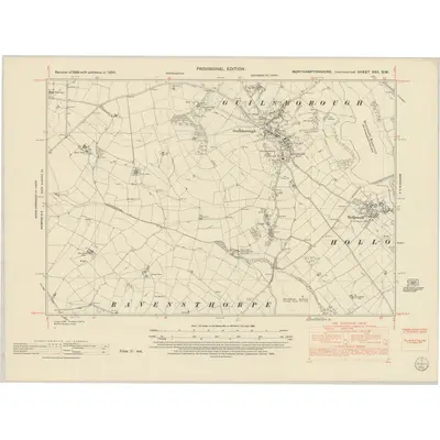 1950 Map of Northamptonshire XXX.SW, 1952 Print