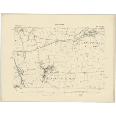 1884 Map of Northamptonshire XXXII.NE, 1885 Print