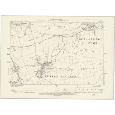 1894 Map of Northamptonshire XXXII.NE, 1901 Print