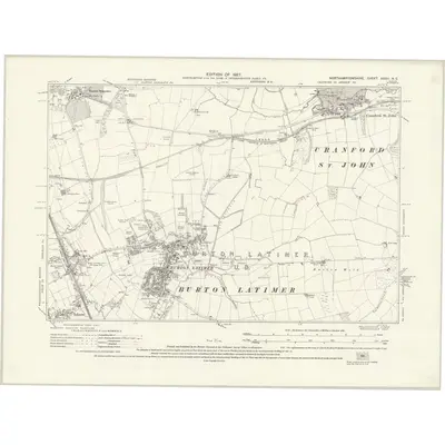 1924 Map of Northamptonshire XXXII.NE, 1927 Print