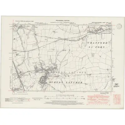 1938 Map of Northamptonshire XXXII.NE, 1947 Print