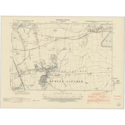 1950 Map of Northamptonshire XXXII.NE, 1952 Print