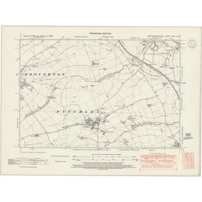 1938 Map of Northamptonshire XXXII.NW, 1947 Print