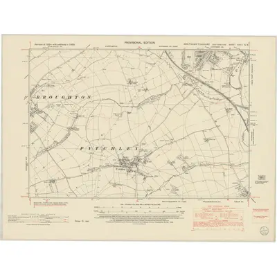 1950 Map of Northamptonshire XXXII.NW, 1952 Print