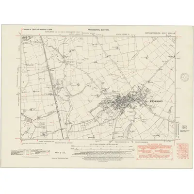 1938 Map of Northamptonshire XXXII.SE, 1948 Print