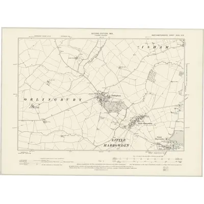 1894 Map of Northamptonshire XXXII.SW, 1901 Print