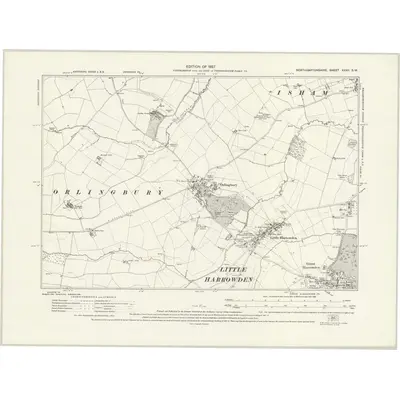 1924 Map of Northamptonshire XXXII.SW, 1927 Print